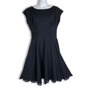 COPY - Kate Spade M Cutwork Fiorella Dress Eyelet Ponte - deep navy color.